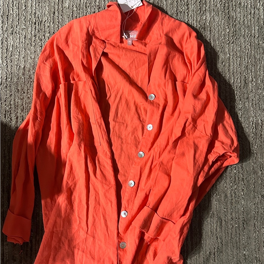 Show Me Your MuMu Men's Vibrant Orange Shirt Jacket